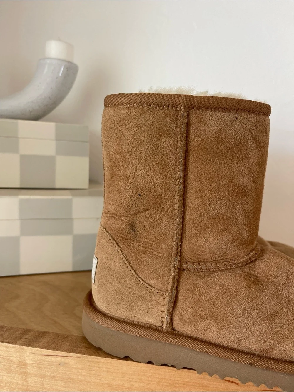 Ugg Australia Classic II Chestnut Tan Brown Suede Sherpa Shearling Boots Size 1